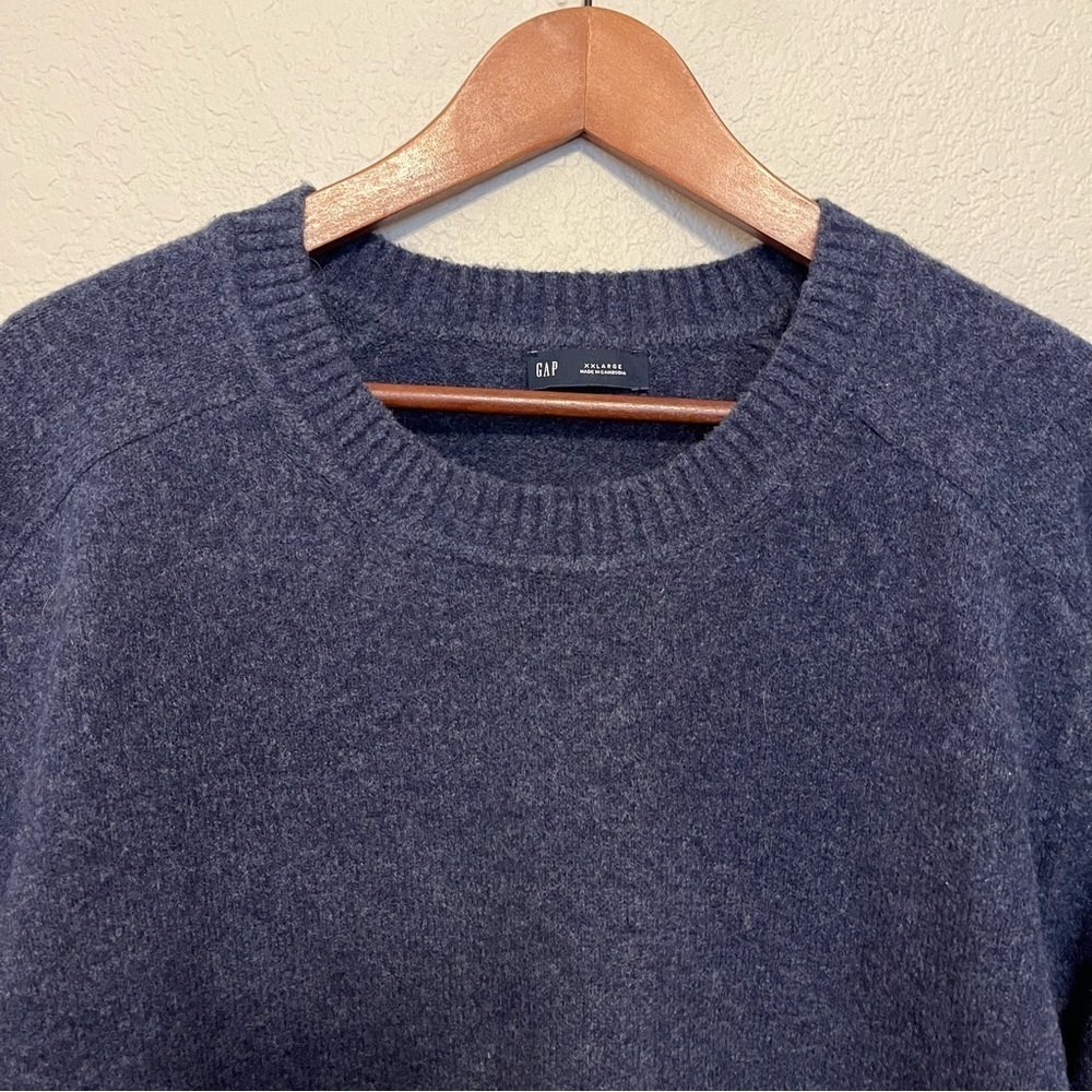 GAP Mens Recycled Crewneck Long Sleeve Sweater in Navy Heather XXL